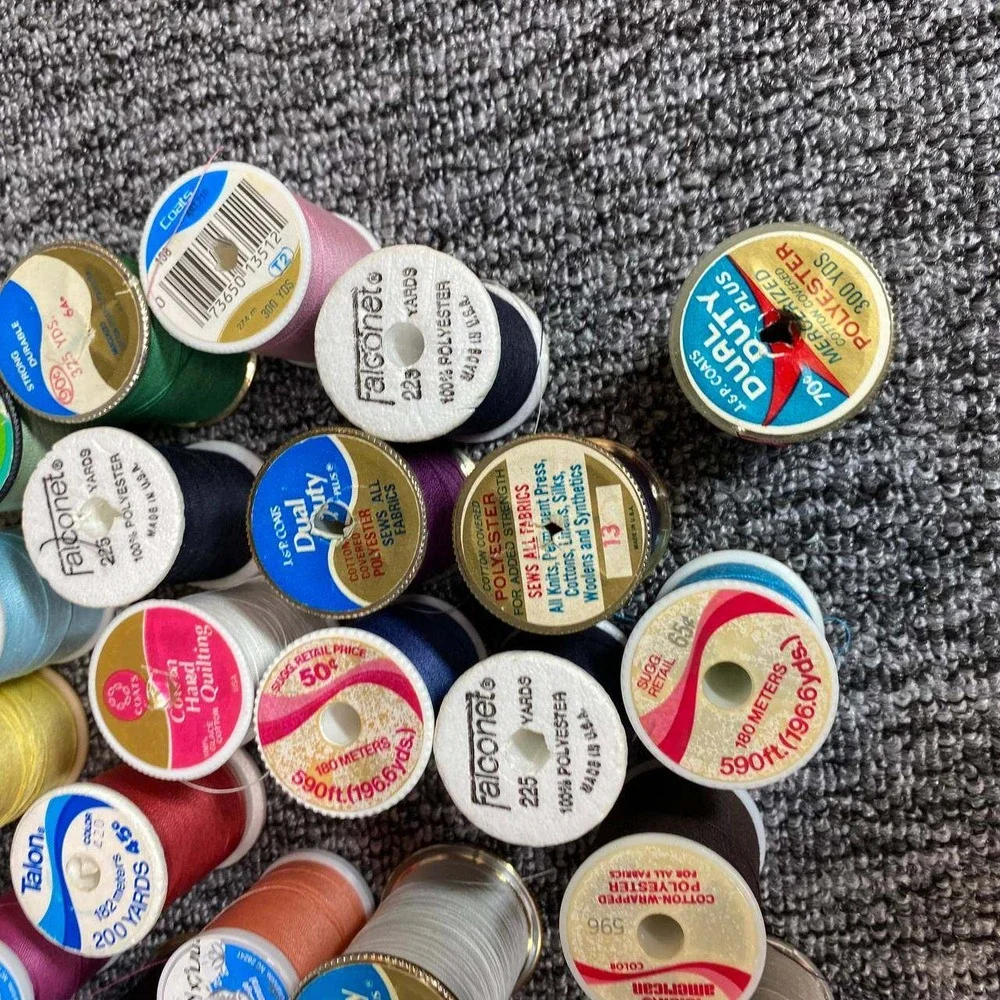 Vintage Mixed Sewing Thread Spools Lot of 36‎ Multicolored Crafting Supplies